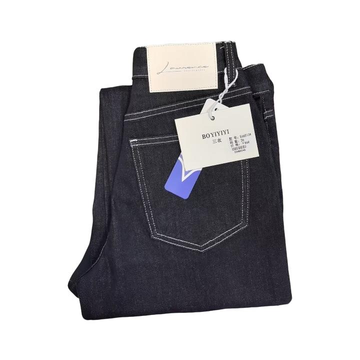 爆款Boyiyiyi牛仔裤女秋季款丹宁色四面弹窄板直筒裤阔腿裤66513