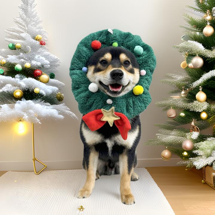 跨境圣诞节装扮宠物狗狗猫咪口水巾围兜项圈围巾头套衣服用品饰品