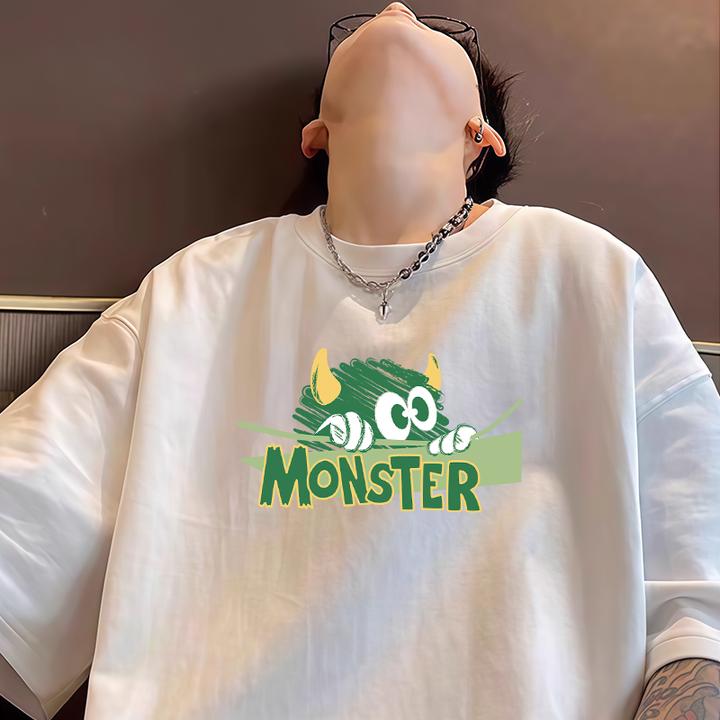 重磅纯棉短袖男士夏季t恤美式宽松半袖夏装白色2025新款上衣T恤