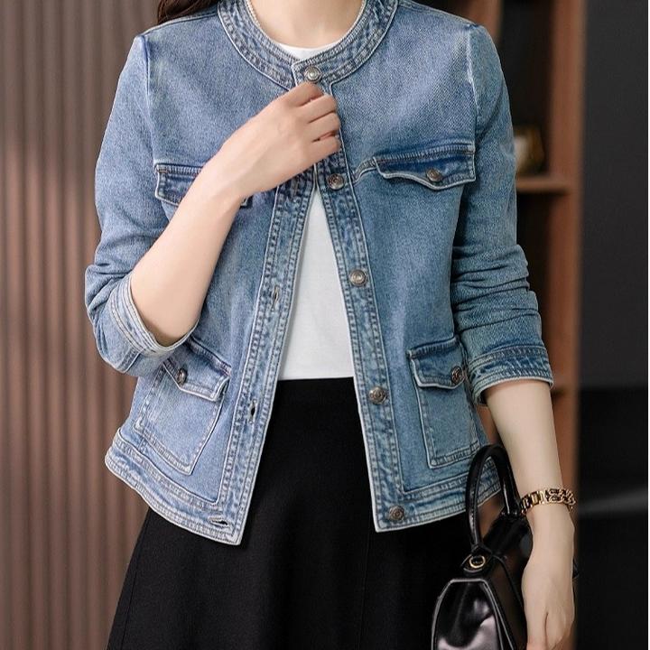 设计感复古牛仔短外套女2025春秋新款韩版宽松显瘦小个子上衣