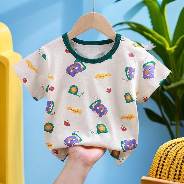 女童t恤上衣半袖婴儿男童纯棉全棉宝宝衣服幼儿服超萌儿童衣服