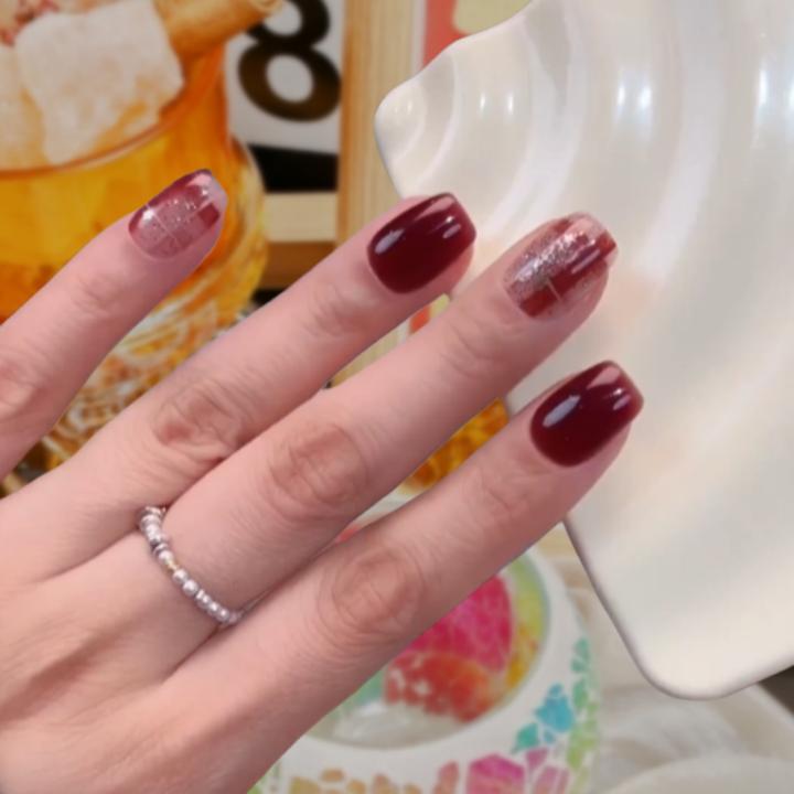 【莫妮卡】手工穿戴甲秋冬显白纯欲高级ins风新款猫眼美甲穿戴甲片