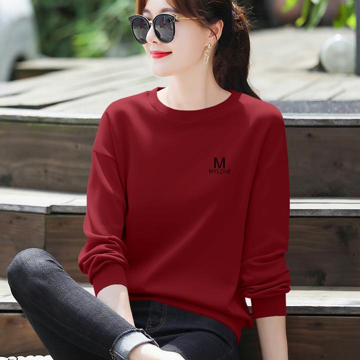 2025新款秋冬圆领宽松显瘦长袖上衣休闲百搭时尚洋气通勤女士卫衣