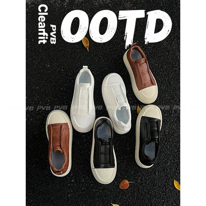 PVB*25FW"极简系列"无鞋带套脚大头简约板鞋 增高厚底男款面包鞋