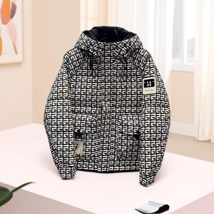 巴赛娜缇花色羽绒服男短款连帽冬季新款潮流冬装白鸭绒保暖外套潮