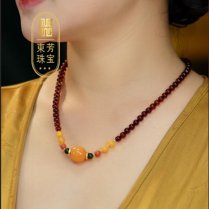 東芳珠宝-缅甸项链diy和田玉蜜蜡锁骨链项链天然蜜蜡项链蜜蜡琥珀