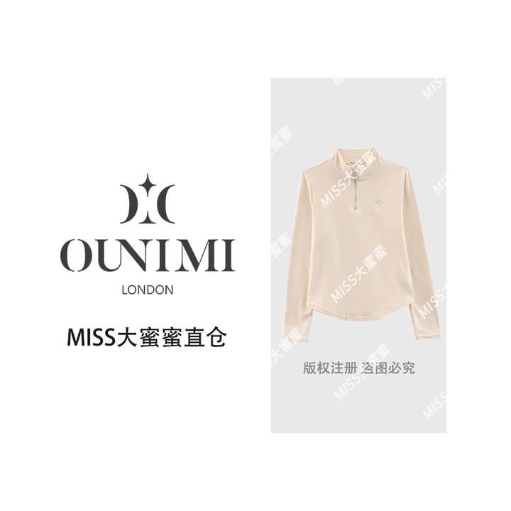 欧倪蜜OUNIMI绵羊毛+桑蚕丝刺绣拉链衫时尚日常款