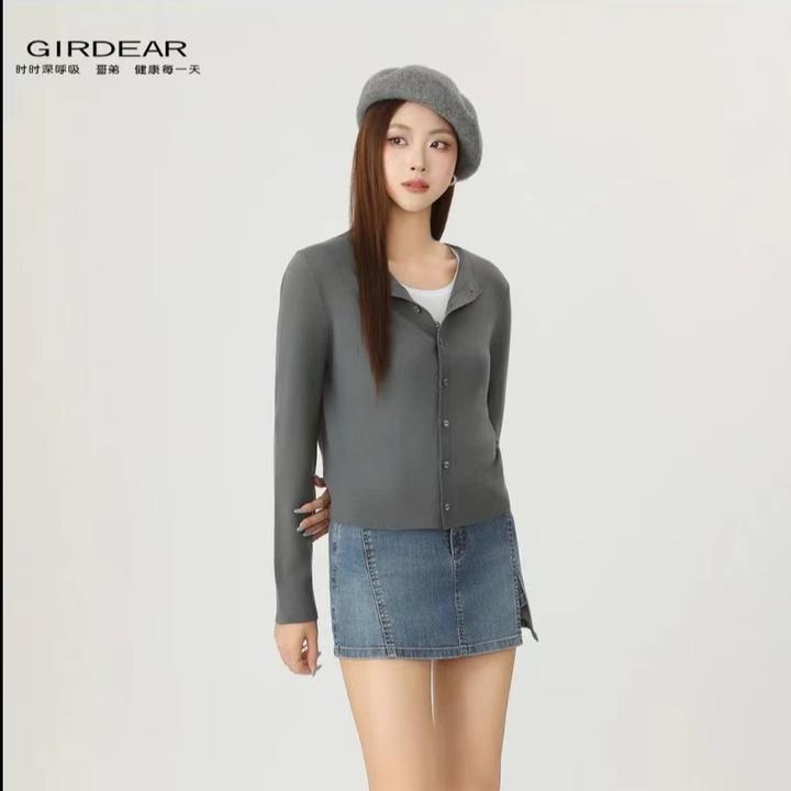 GIRDEAR/哥弟新款气质针织衫简约长袖羊毛开衫148061
