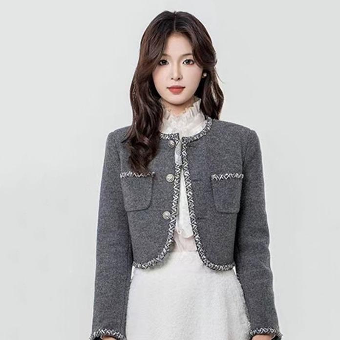 职业阿玛诗官哥家专柜2025秋冬新款时尚短款爆款小香风呢短外套小