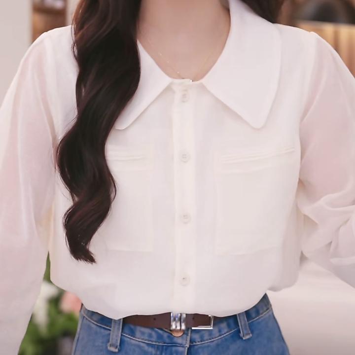 法式甜美翻领五分袖衬衫女2025夏季新款设计感小众百搭显瘦上衣