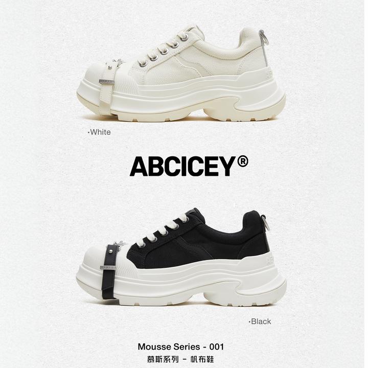 【双十一破价】ABCICEY慕斯帆布鞋老爹鞋绑带鞋低帮厚底鞋增高夏季