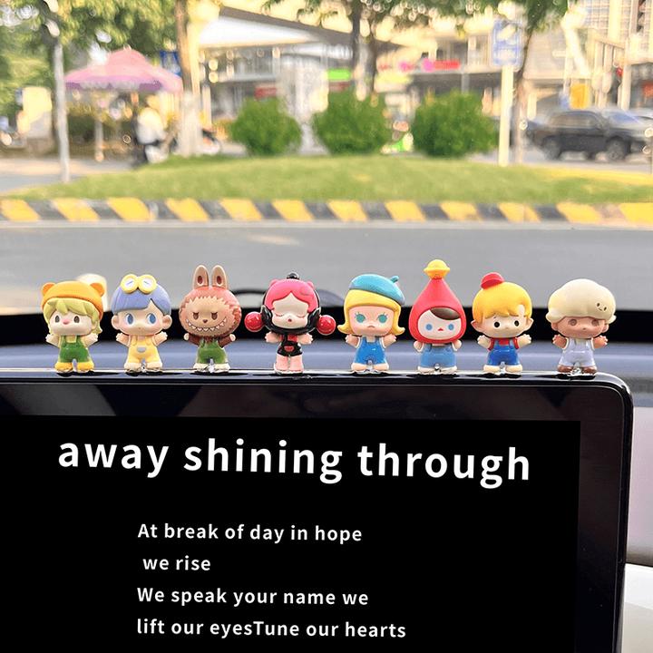 泡泡玛特汽车屏幕装饰摆件可爱卡通车载中控显示器车上公仔小饰品