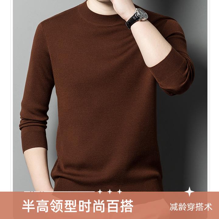 【精纺羊毛羊绒可机洗】重磅升级加厚550克山羊绒混纺男士半高领