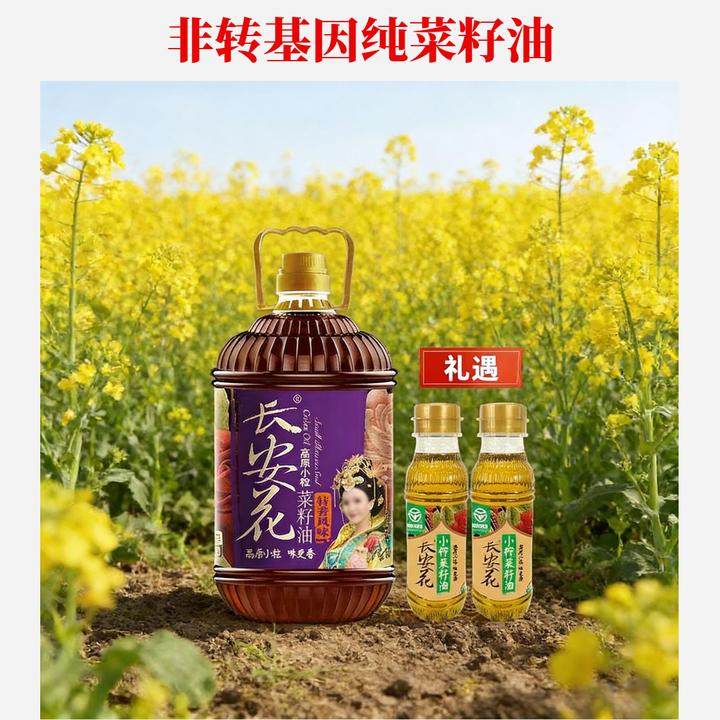 【非转基因纯菜籽油】长安花高原小粒特香风味菜籽油菜籽压榨带赠品