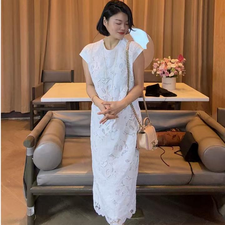 TANTAN  LL 棉 气质时尚镂空印花连衣裙2181