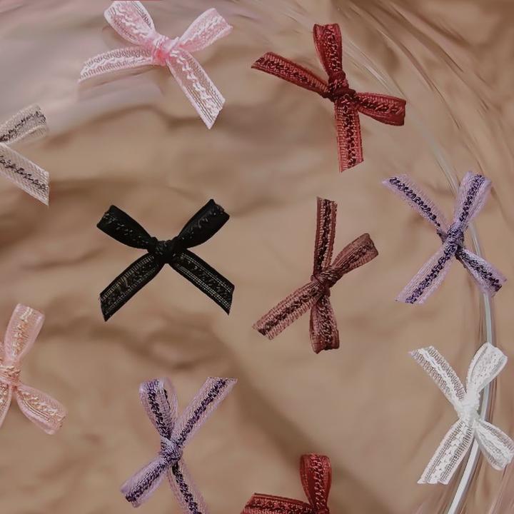 【新人专享】10个装网红欧根纱蝴蝶结饰品黑白粉色仙女美甲立体布