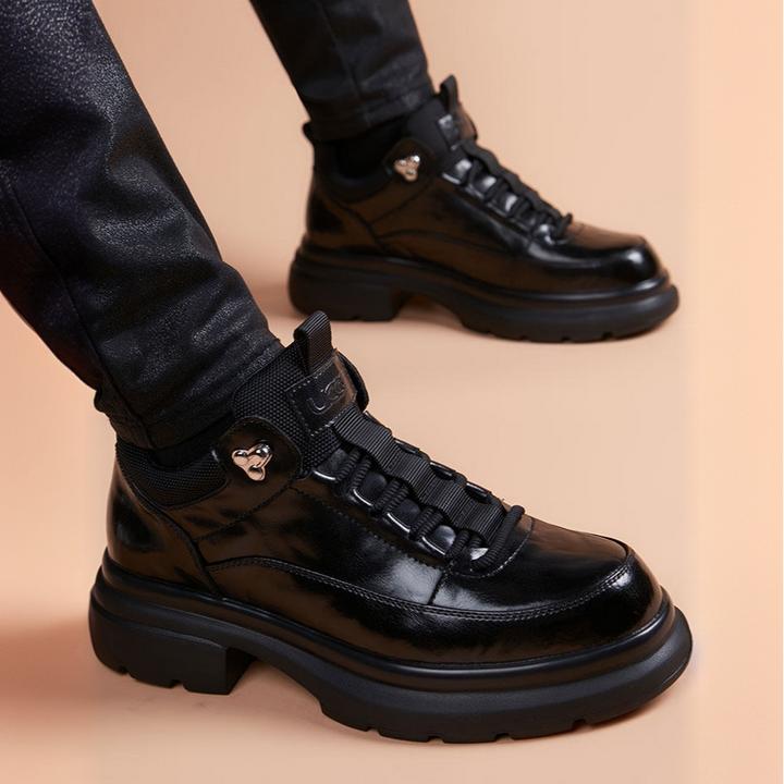 纪诗哲休闲皮鞋男季新款英伦风厚底增高德比鞋软皮潮鞋百搭男鞋子