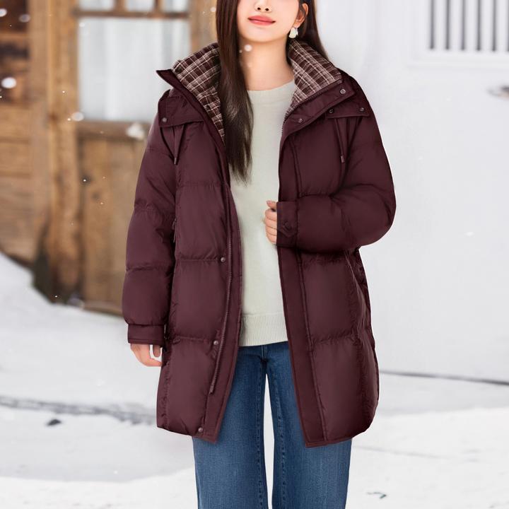 长款【高克重90白鸭绒】MsShe大码女装冬连帽羽绒服外套J~M2511031