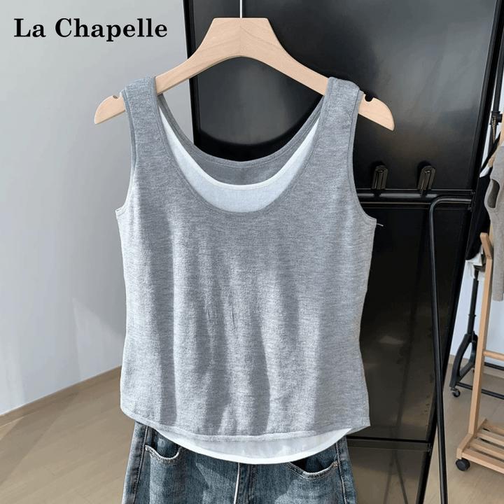 拉夏贝尔两件吊带背心女大码胖妹妹宽松遮肚百搭内搭外穿无袖上衣