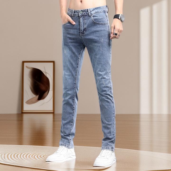春秋男士修身浅灰九分牛仔裤九分百搭裤子休闲风潮流弹力小脚韩版