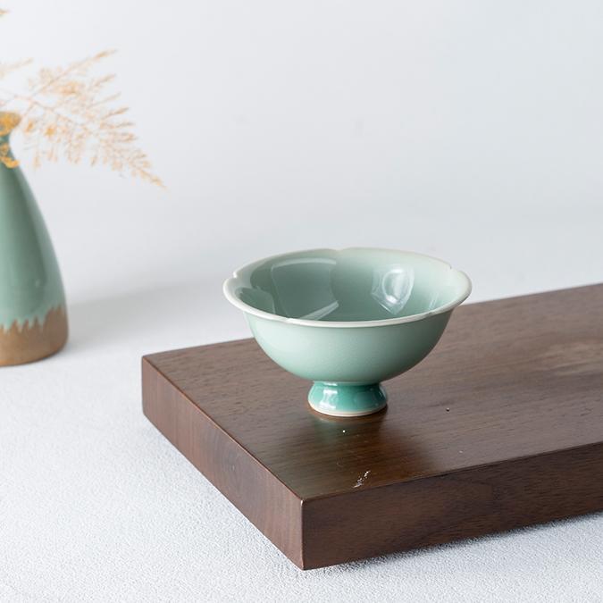 颂瓷【集合】龙泉非遗青瓷粉青釉素面主人杯大容量全手工茶杯礼盒装