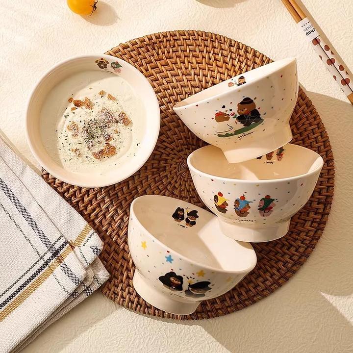 釉下彩饭碗吃饭喝汤小碗亲子碗可爱情侣碗具陶瓷一人食便携餐具