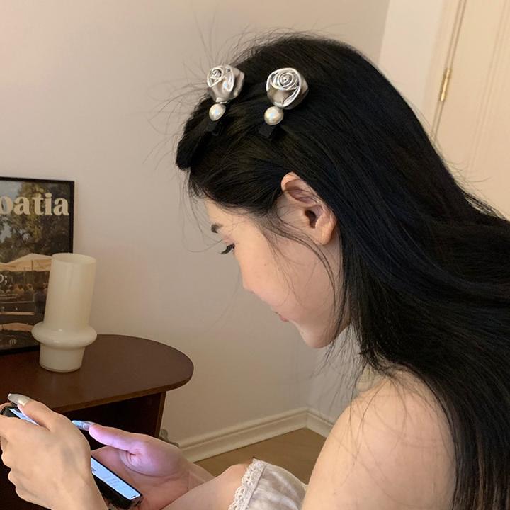抓夹发饰头饰发卡辣妹风日韩甜美皮质玫瑰花边少女发夹合边夹