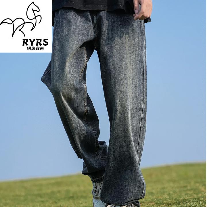 锐影睿尚牛仔裤男夏季薄款直筒男裤男生裤子宽松男士阔腿裤男款