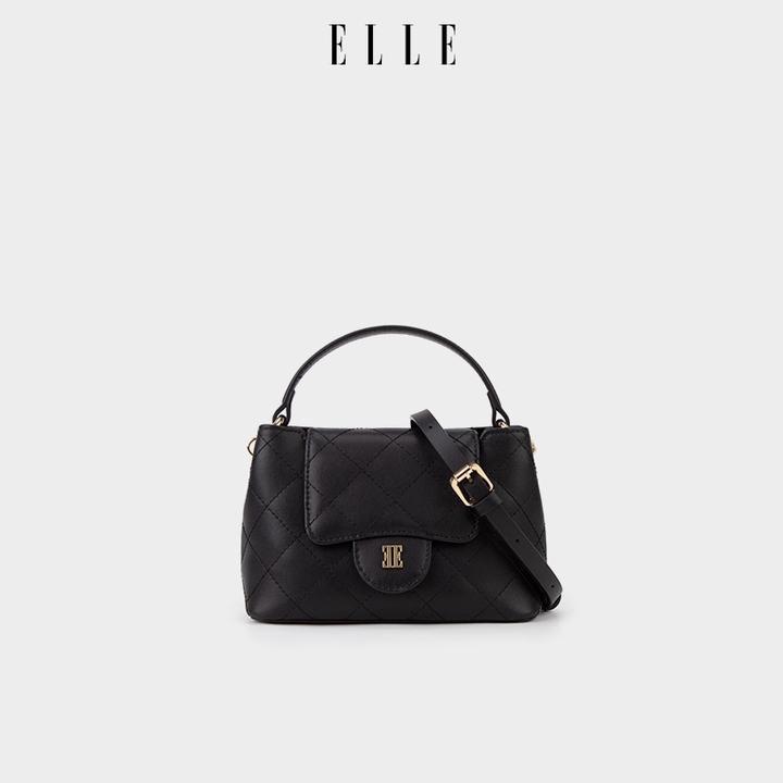 ELLE25秋冬新款限定经典斜挎包复古风小众红色菱格纹女包25456