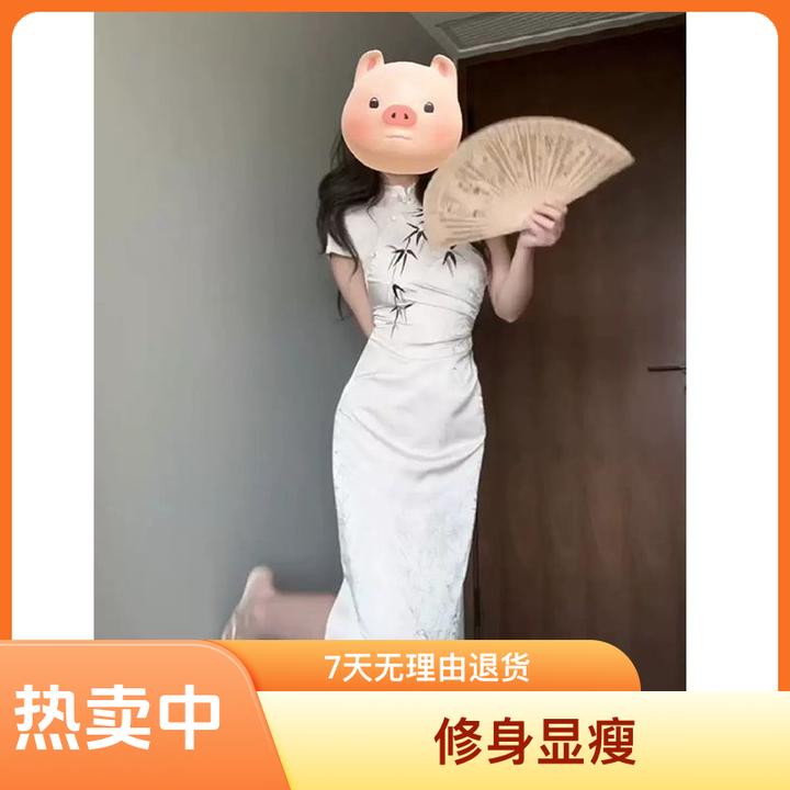 新中式国风盘扣改良立领旗袍女夏季细腰收腰修身显瘦清冷感长裙子