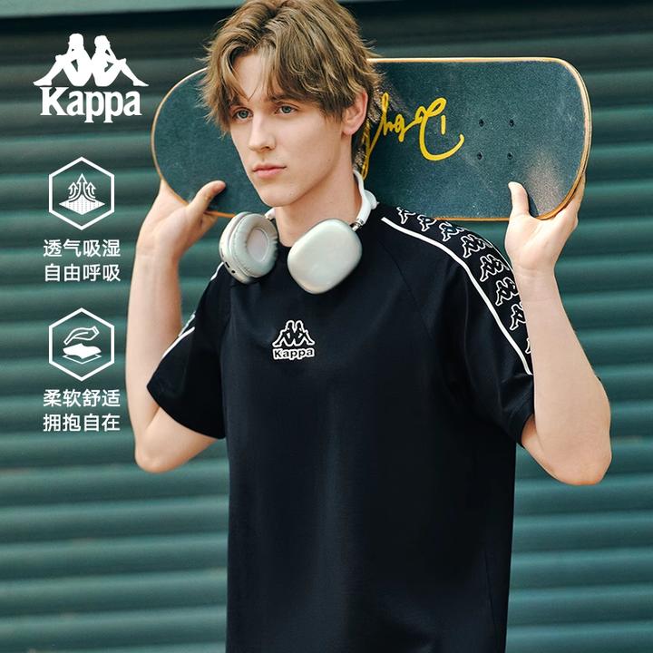 Kappa卡帕背靠背2025新款夏季运动短袖男纯棉休闲t恤串标透气上衣