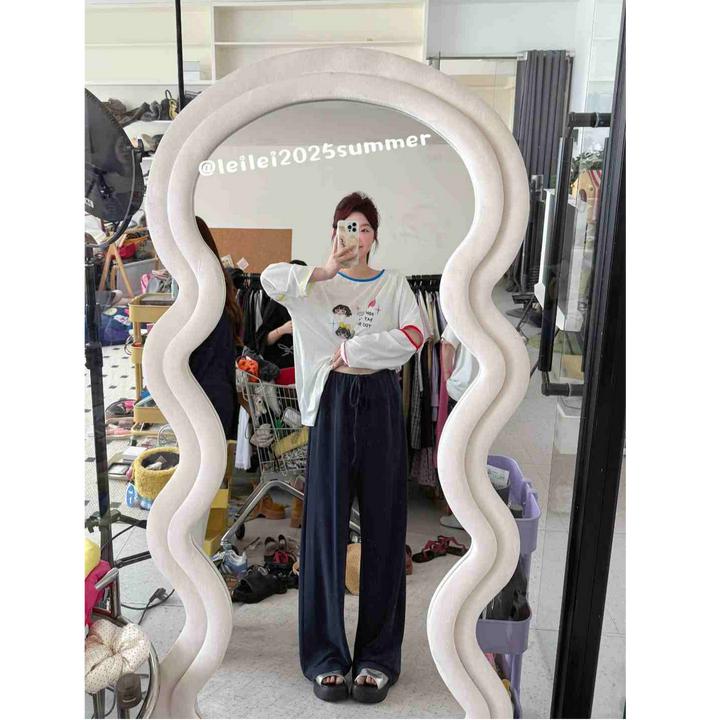 晶咕【空气裸感裤】慵懒感抽绳高腰阔腿休闲裤夏季百搭时尚