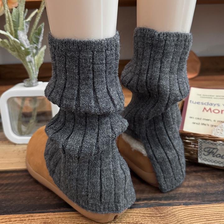 30CM深灰色羊毛袜套女秋冬季百搭jk针织腿套y2k堆堆袜搭配雪地靴