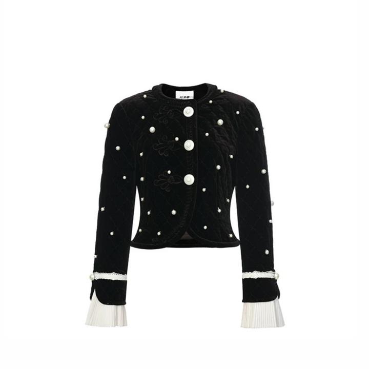 LeFame/拉飞姆冬季彩色水晶装饰小香风短外套FF24D11MC177