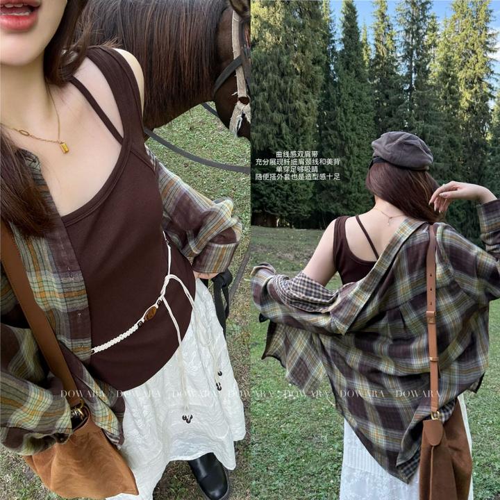 现货大婉酱微胖定制【重影背心】内搭洋气背心秋无袖休闲上衣8893D