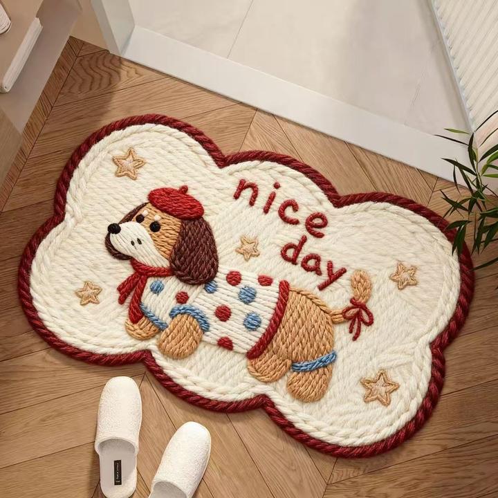 仿毛线编织浴室吸水垫亚麻地垫卫生间脚垫洗手间门口防滑垫子