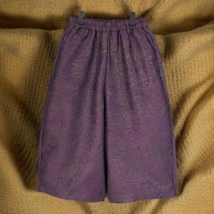 秋冬新款新中式提花刺绣宽松显瘦花苞裤