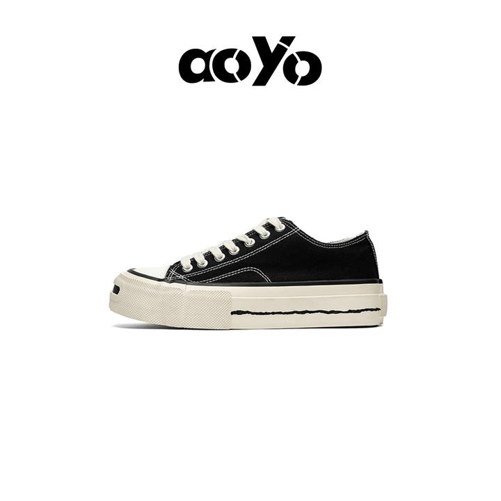 aoyo“开口笑”系列情侣款帆布鞋时尚通勤百搭经典小众厚底硫化板鞋
