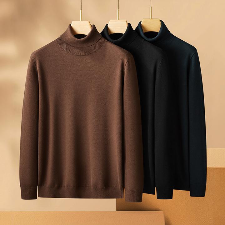 2025年秋冬高档男士套头可翻高领毛衣保暖内搭大码休闲长袖针织衫