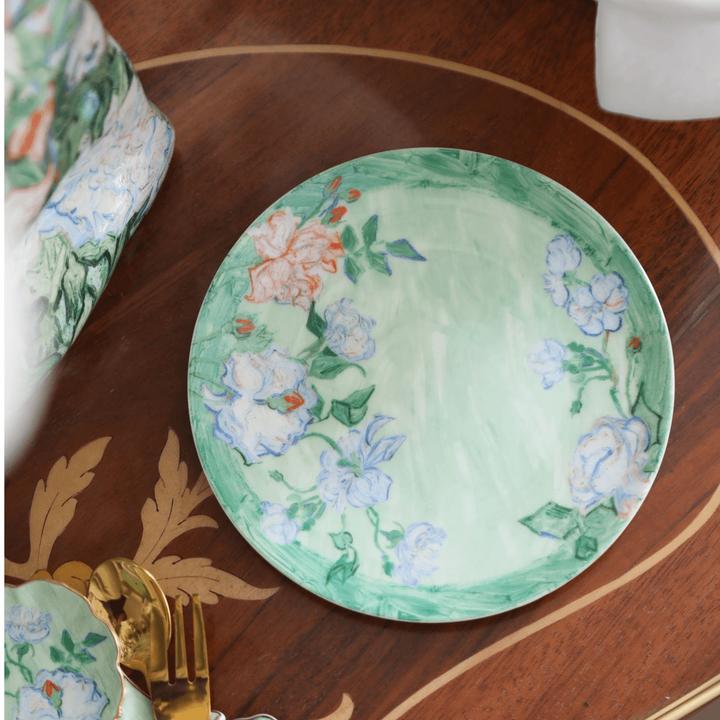 anna16:00/安娜16点白玫瑰骨瓷多尺寸盘子家用轻奢圆盘平盘彩绘