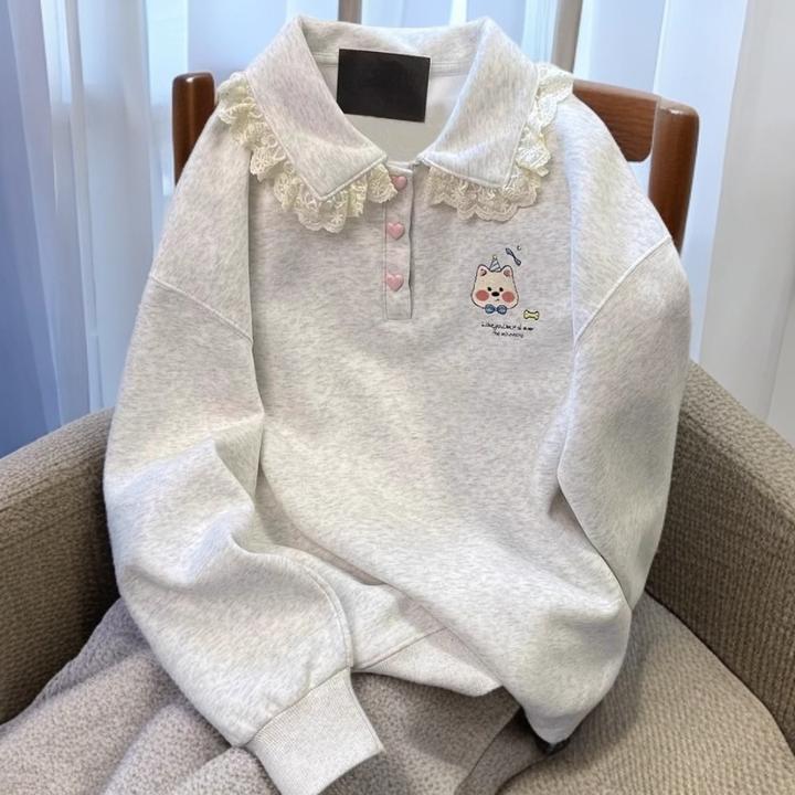 新款印花卡通甜美减龄百搭宽松卫衣秋季特大码300斤时尚洋气上衣