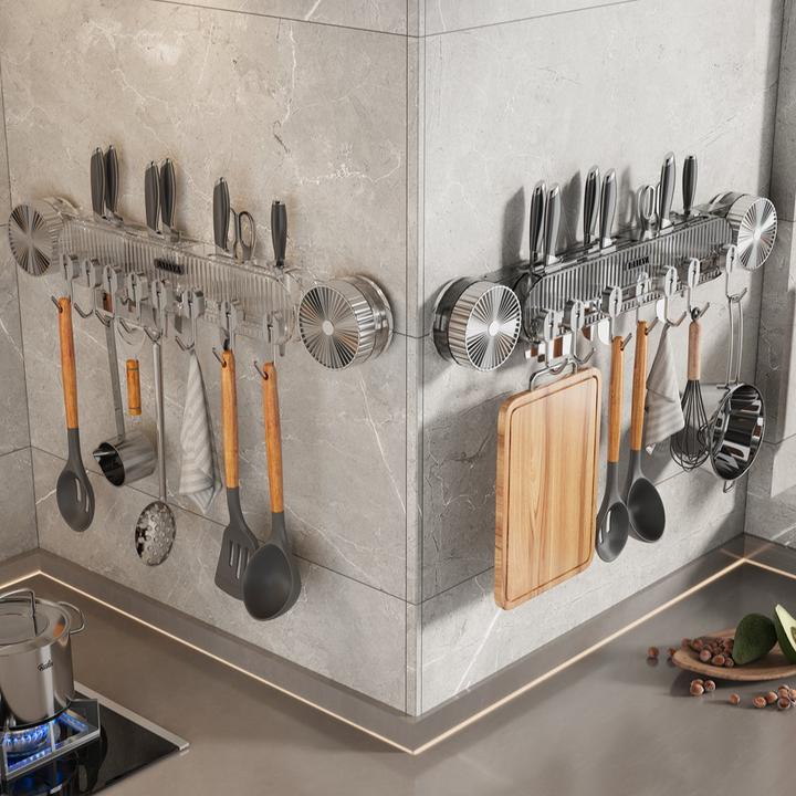 【佳立方】吸盘联排挂钩刀架厨房置物架家用联排挂钩锅铲砧板收纳架