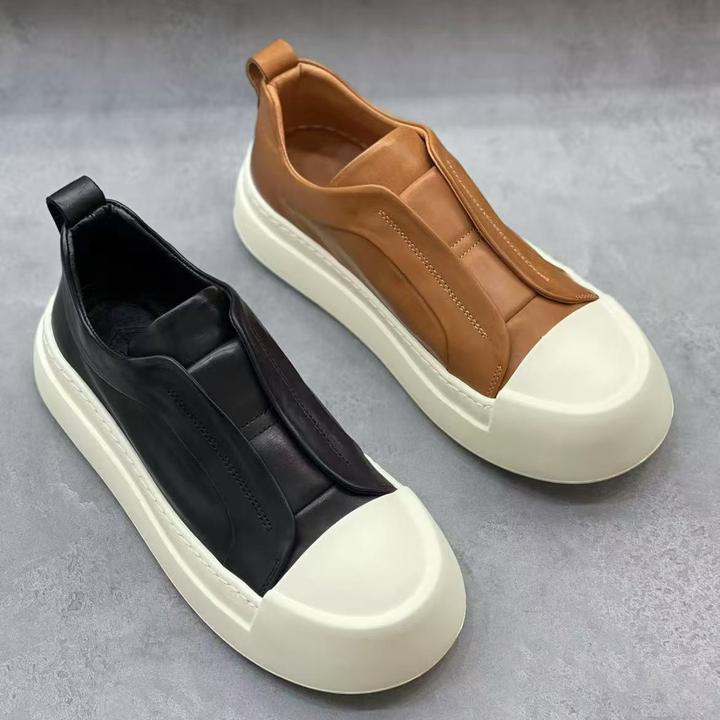 鞋子男2025男鞋高颜值春季一脚蹬百搭男士休闲鞋懒人厚底板鞋男潮