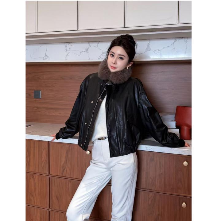 【AS机缘】25新定制山羊绒桑蚕丝保暖全植鞣真皮夹克AS25DZPPY00930