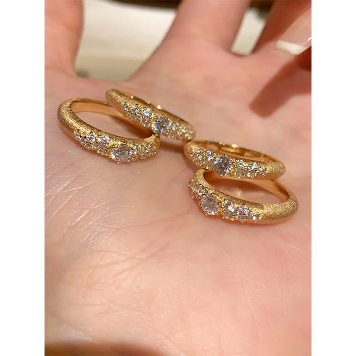 铜合金戒指 散落星河拉丝繁花戒指女中古风轻奢高级感气质老钱风