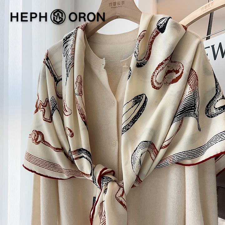 轻奢品牌桑蚕丝羊毛围巾女2025新款真丝羊毛方巾多功能外搭披肩