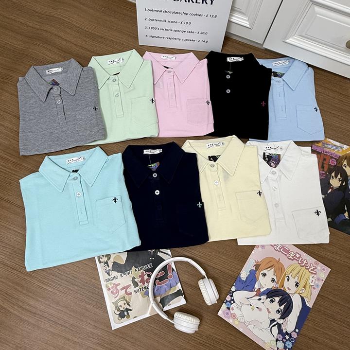 兔纯希JK原创收腰正版POLO衫夏季薄款学院风校供刺绣短袖衬衫夏款