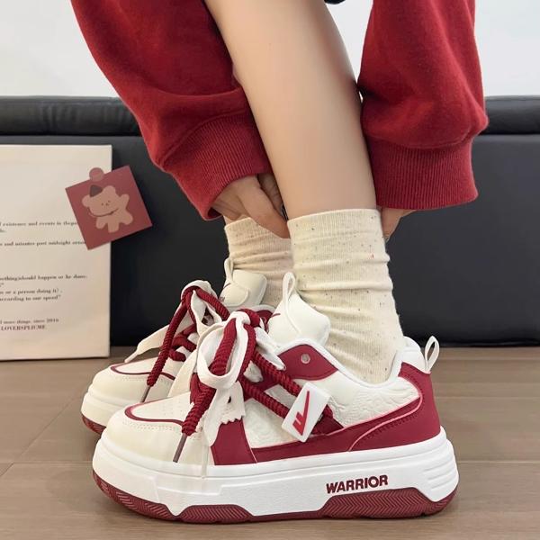 回力安可拉红爆款加绒女2025冬季厚底小白鞋复古轻便休闲软底板鞋