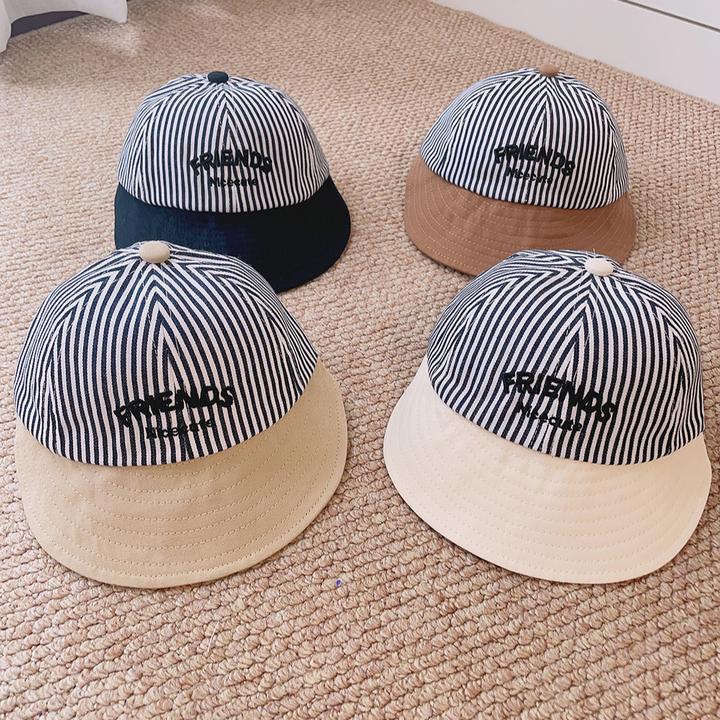 宝宝鸭舌帽男童大檐帽春夏秋婴幼儿遮阳帽条纹经典潮款儿童棒球帽