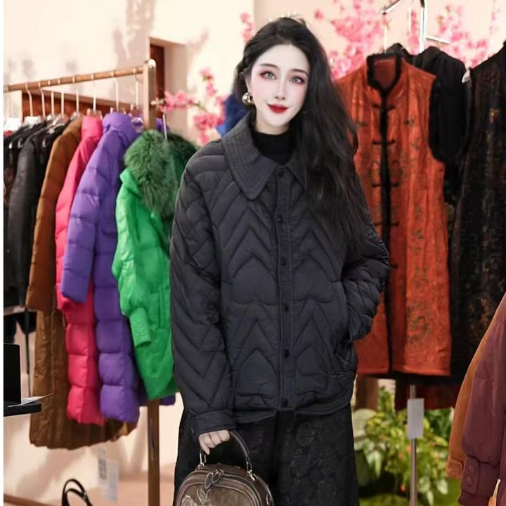 翻领短款宽松显瘦棉衣2025冬季新款简约休闲百搭保暖棉服女外套